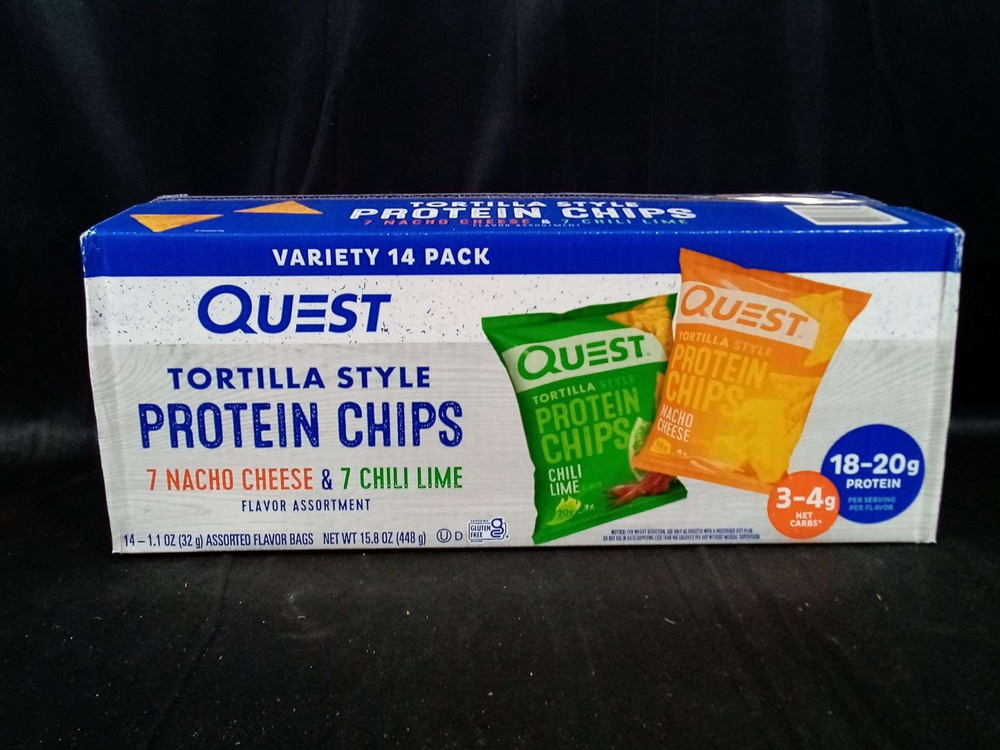 Quest Tortilla Chips Variety Pack, Nacho Cheese and Chili Lime 14 ct.