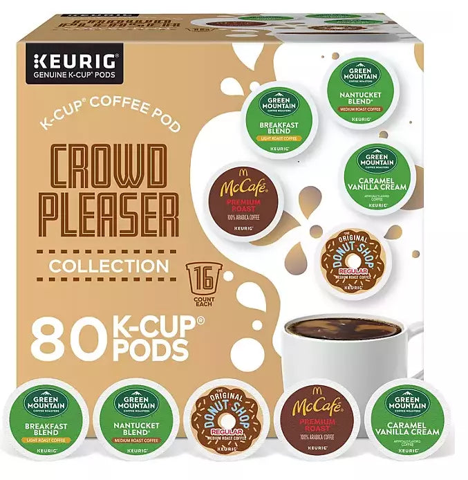 Keurig Crowd Pleaser Variety Pack, Single Serve Pods, 80 ct.-UPStoxs