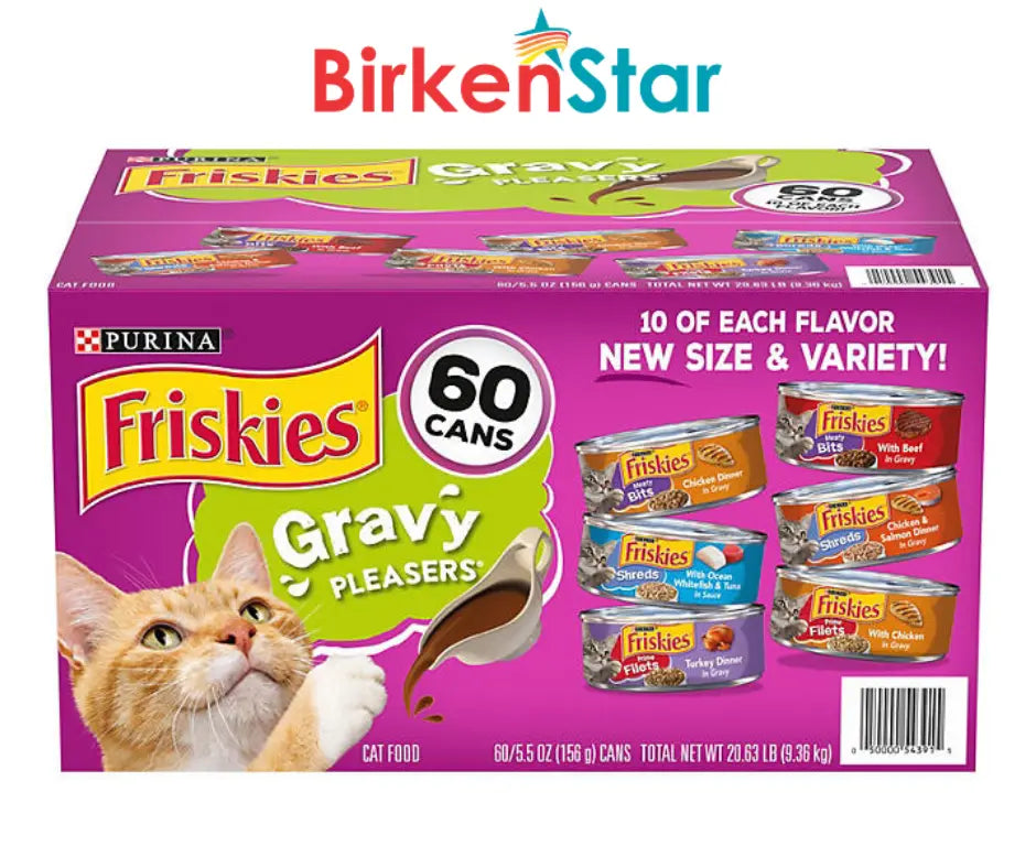 Purina Friskies Wet Cat Food, Gravy Pleasers Variety Pack, 5.5 oz., 60 ct.