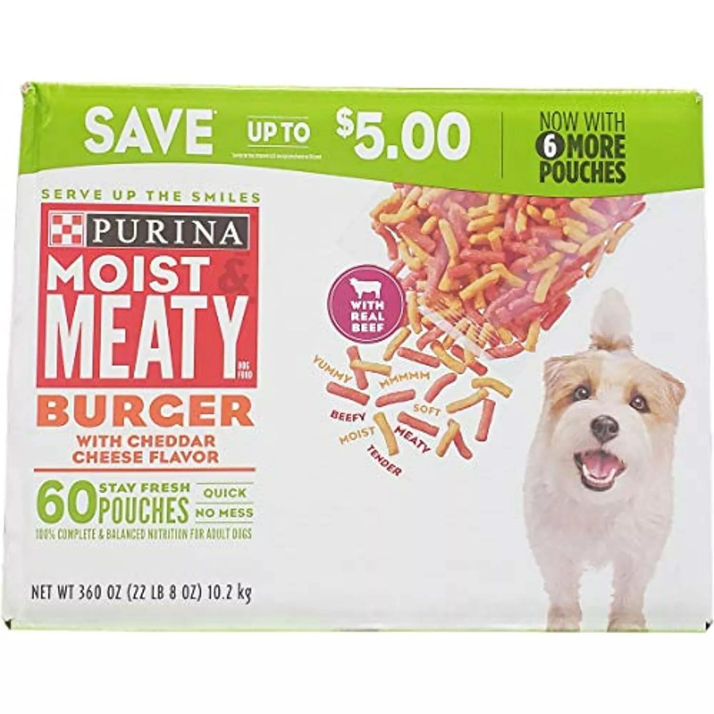 Purina Moist & Meaty Dog Food, Burger w/ Cheddar Cheese Flavor, 6 oz., 60 ct.
