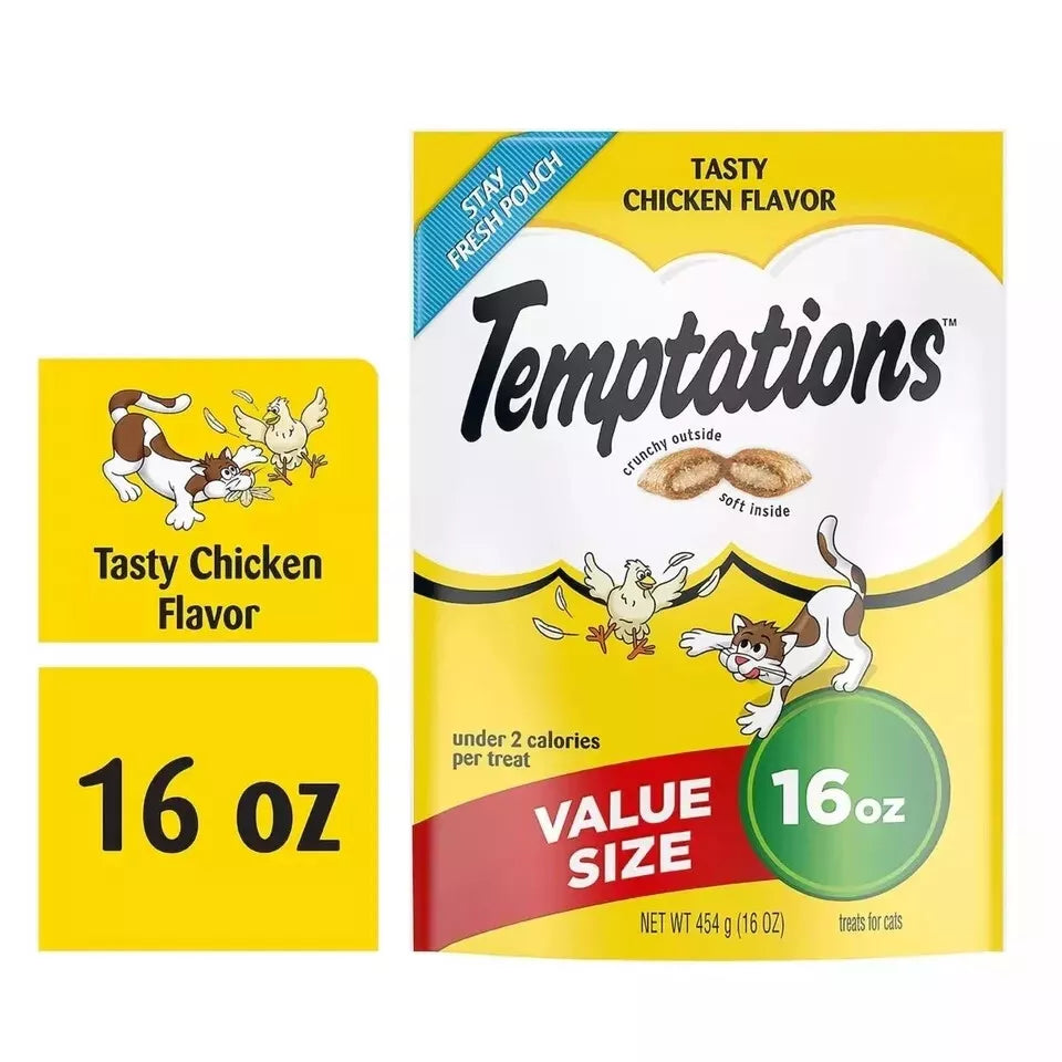 TEMPTATIONS Cat Treats Variety Pack with Tasty Chicken Flavor, Catnip Fever, & Surfers' Delight, 16 oz., 3 tubs
