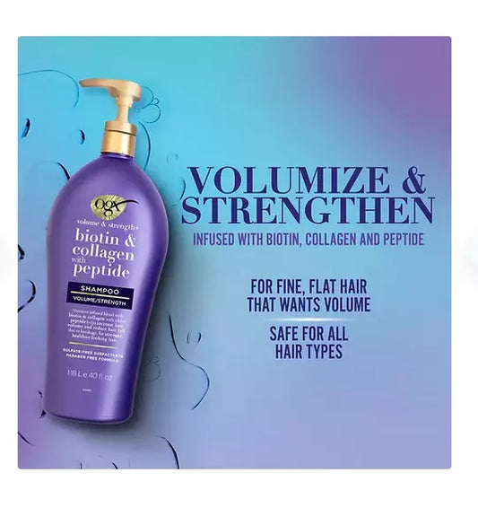 OGX Volume & Strength + Biotin & Collagen Shampoo, 40 fl. oz.