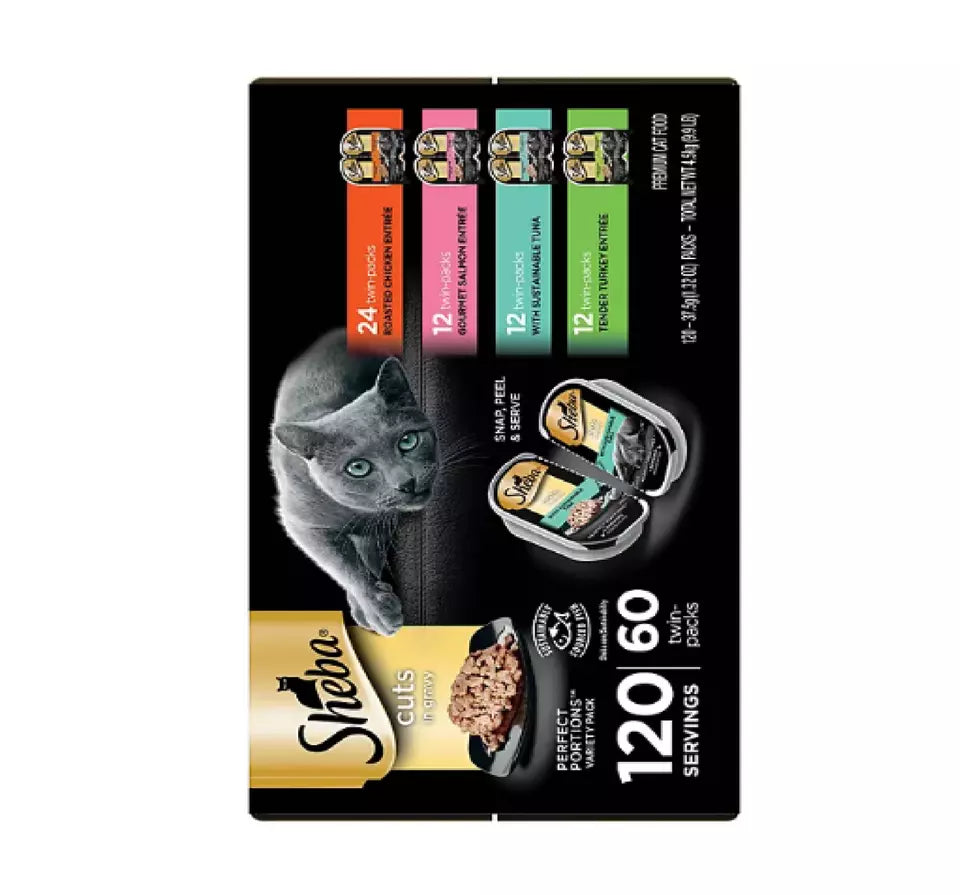 Sheba Perfect Portions Wet Cat Food Trays, Variety Pack 60 ct., 2.6 oz.