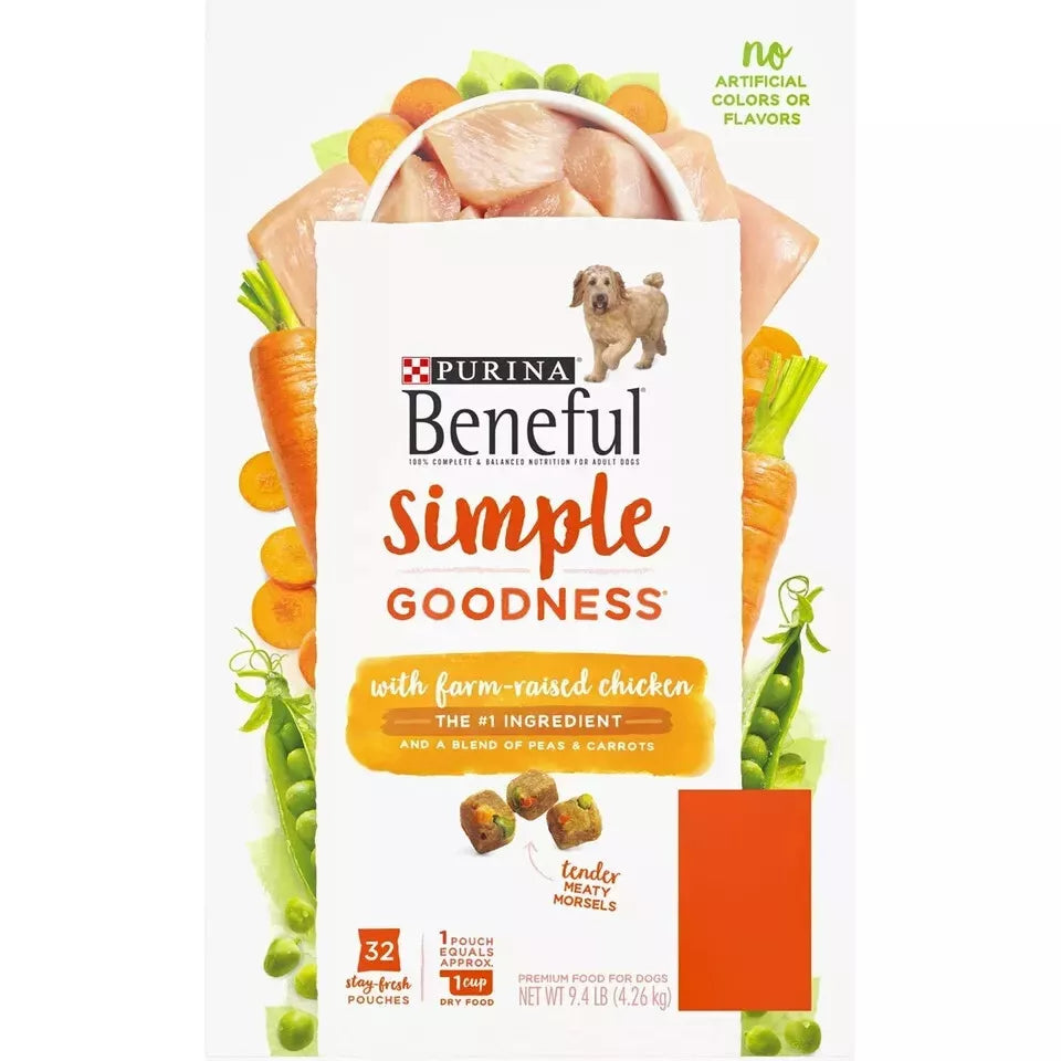 Purina Beneful Simple Goodness with Farm-Raised Chicken Adult Tender Morsels Dog Food (64 Stay-Fresh Pouches)