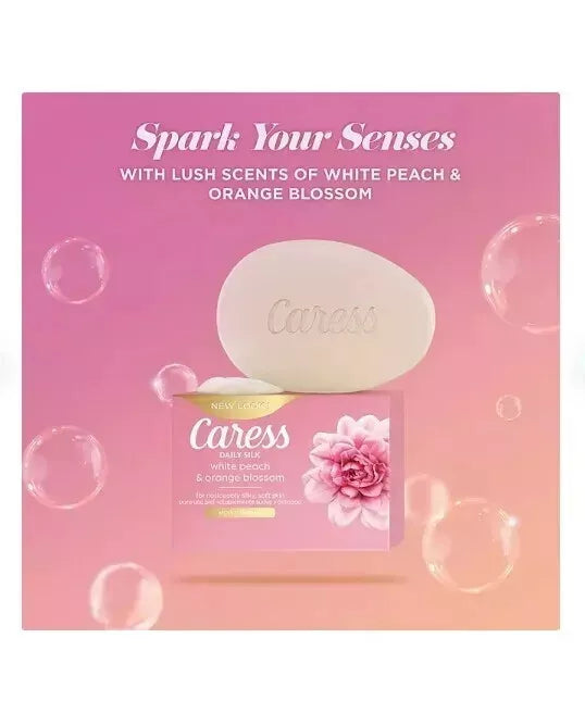 Caress Silkening Daily Silk Beauty Bar, White Peach & Orange Blossom, 3.75 oz., 16 ct.