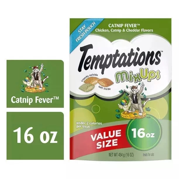 TEMPTATIONS Cat Treats Variety Pack with Tasty Chicken Flavor, Catnip Fever, & Surfers' Delight, 16 oz., 3 tubs