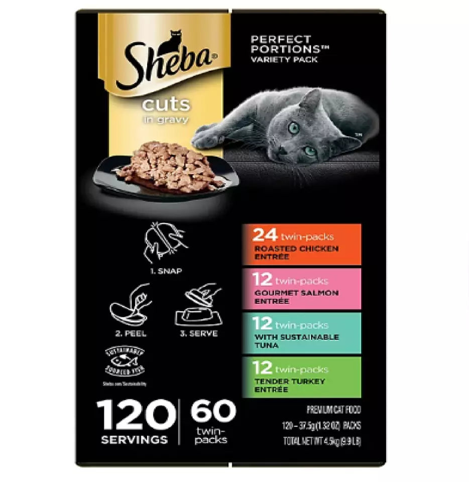 Sheba Perfect Portions Wet Cat Food Trays, Variety Pack 60 ct., 2.6 oz.