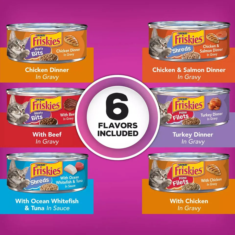 Purina Friskies Wet Cat Food, Gravy Pleasers Variety Pack, 5.5 oz., 60 ct.