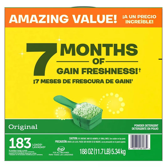 Gain Ultra Powder Laundry Detergent, Original 188 oz., 183 loads